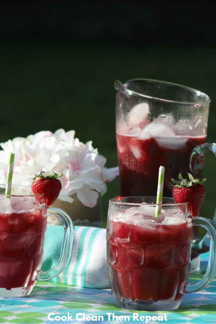 We all need a refreshing drink on a hot day. Why not have it be this delicious strawberry lemonade with blueberries! A tasty drink packed with antioxidants!