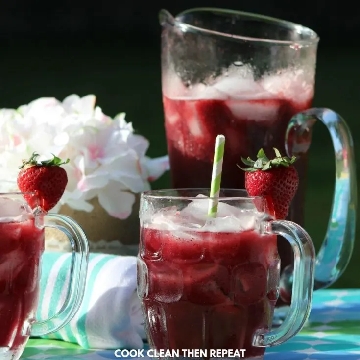 We all need a refreshing drink on a hot day. Why not have it be this delicious strawberry lemonade with blueberries! A tasty drink packed with antioxidants!