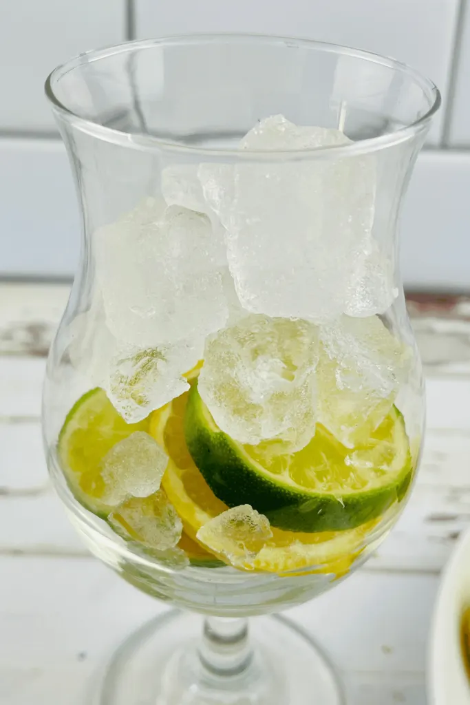 lemon water with ice in a glass