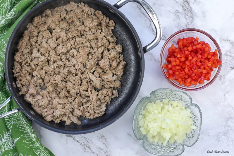Cooked turkey taco meat