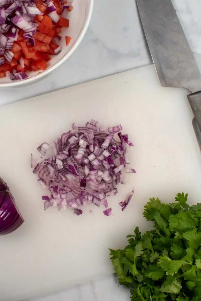 onion being chopped