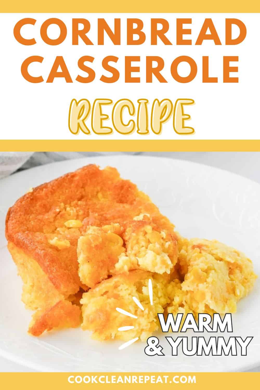 Pinterest image made for Cornbread Casserole Recipe.