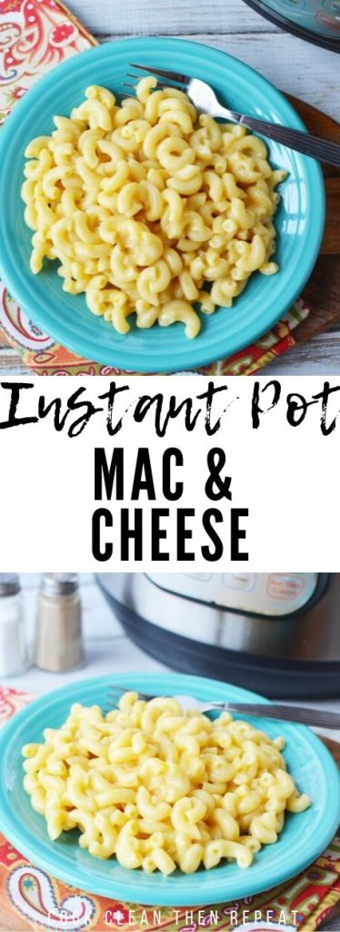 Pin showing finished Mac and cheese with title in the middle.