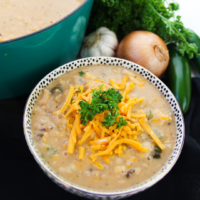 featured image of the white chicken chili ready to eat