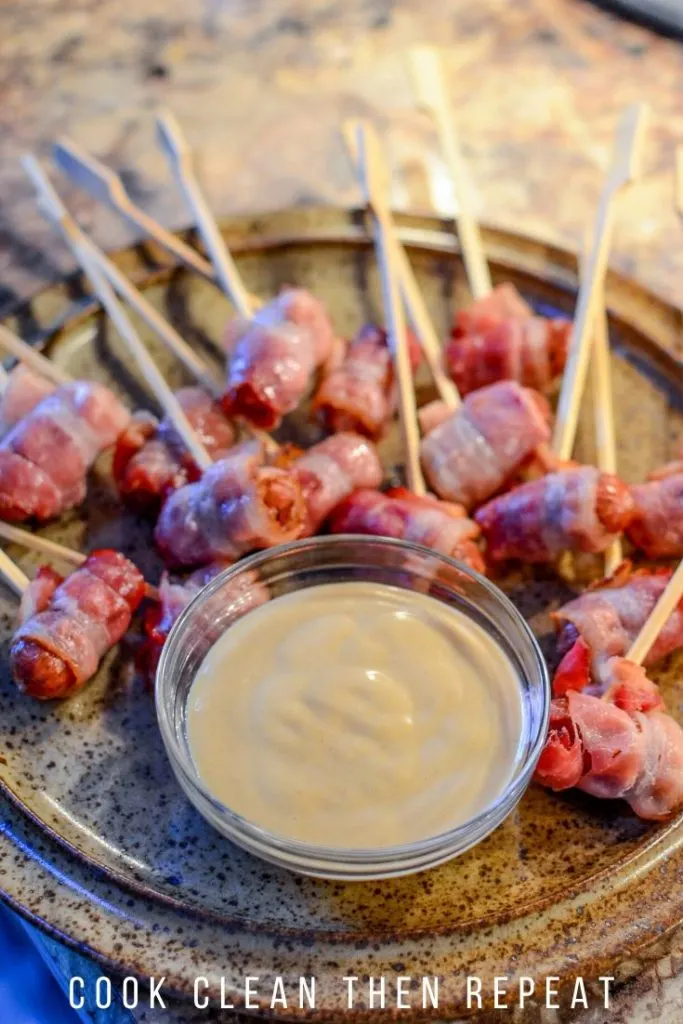 Finished bacon wrapped lil smokies recipe