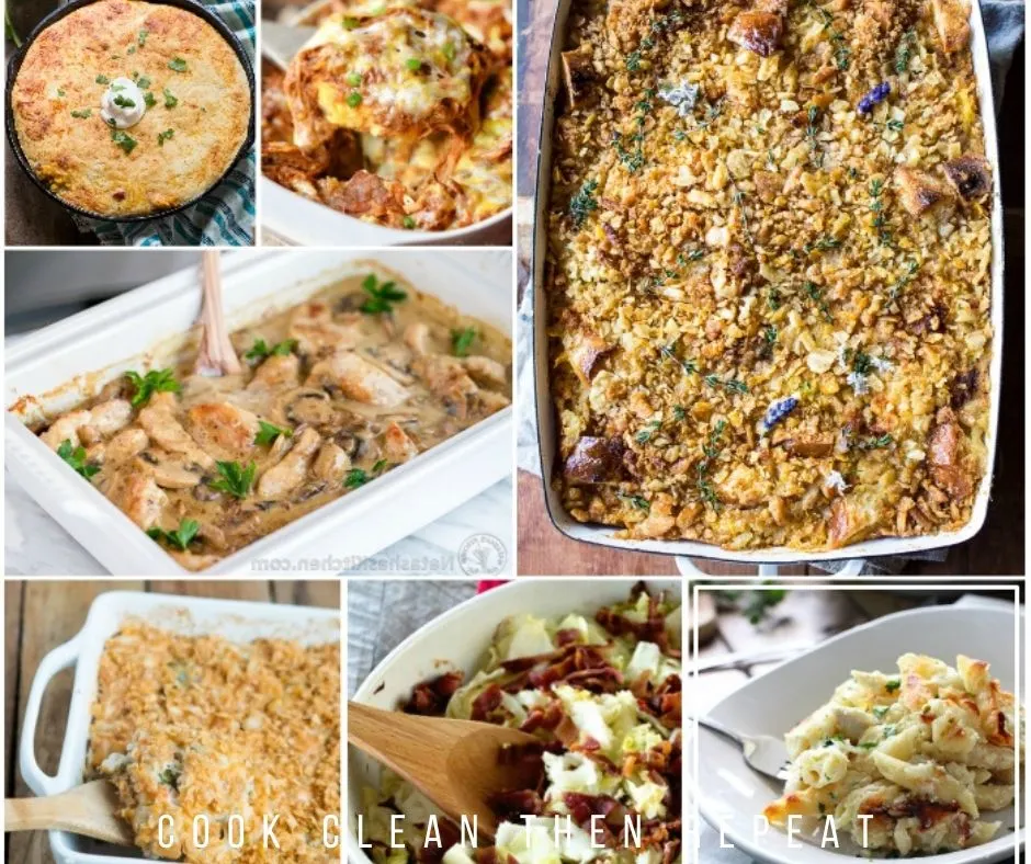 Collage of casseroles 
