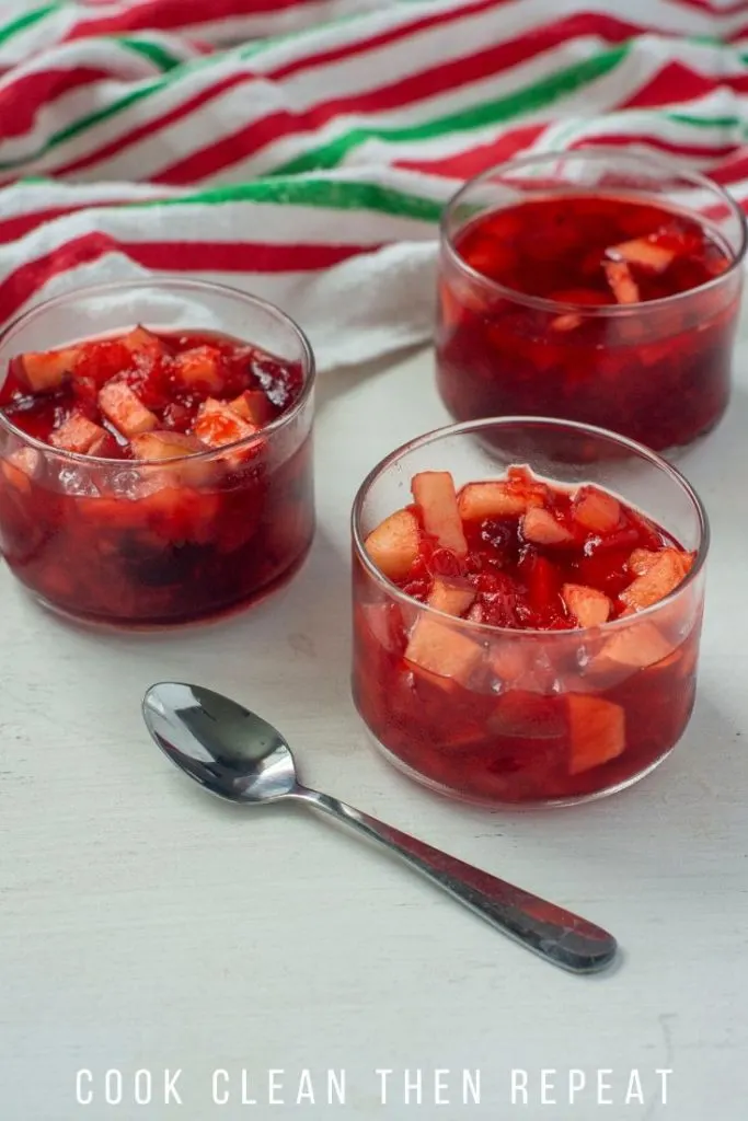 Finished cranberry jello salad in bowls for serving