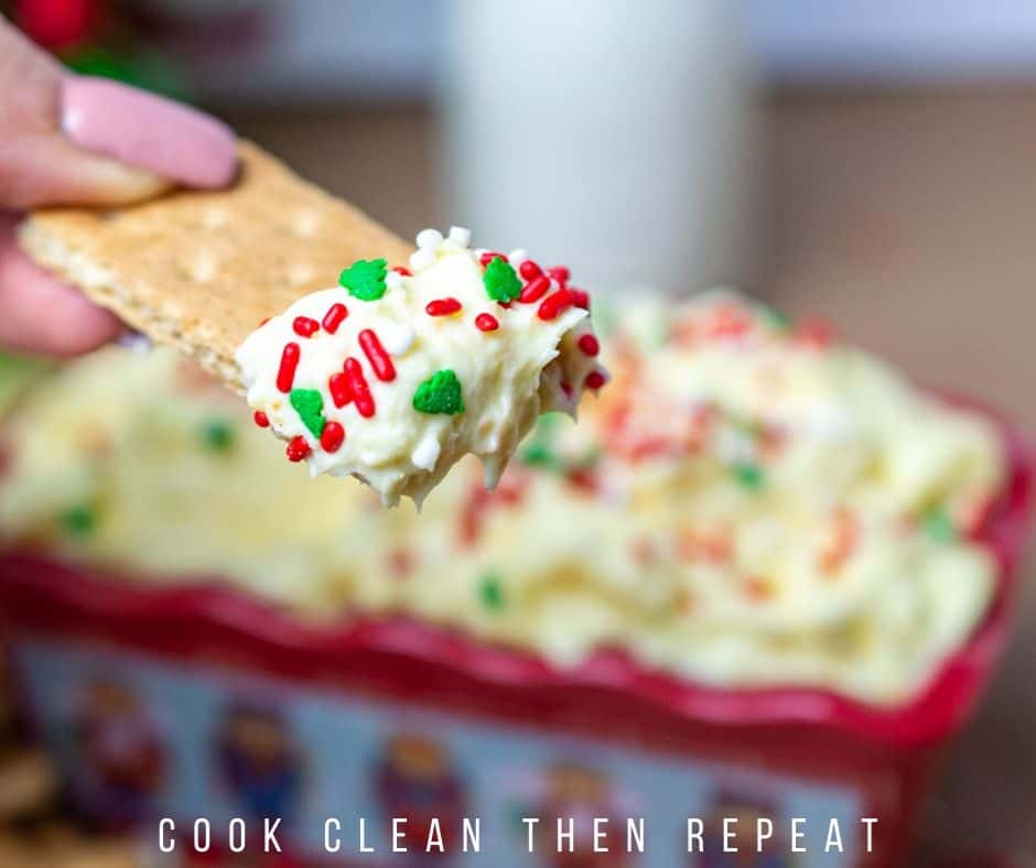 Scoop of dip on a graham cracker.