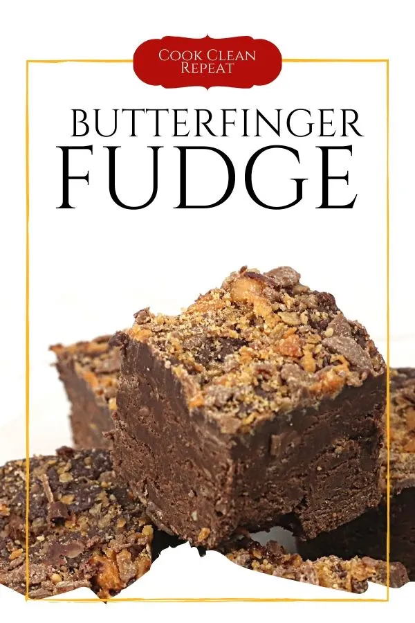 Another pin which shows the post title and the finished fudge ready to be served. 