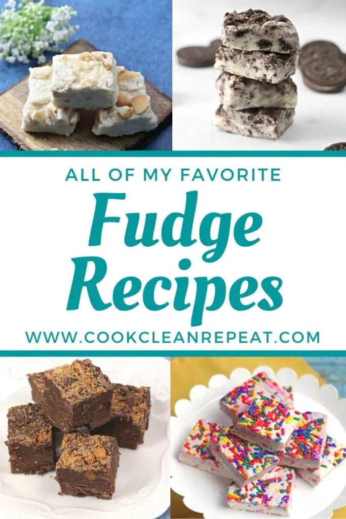 Featured images of the fudge recipes with the title in the middle. 