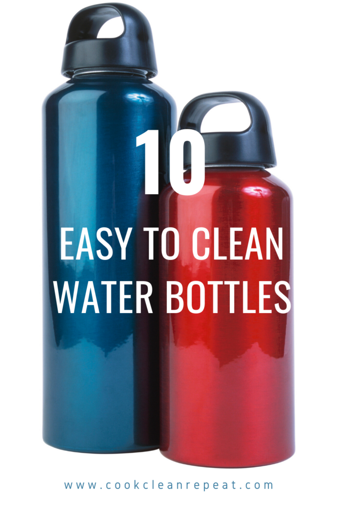 Pin showing easy to clean water bottles