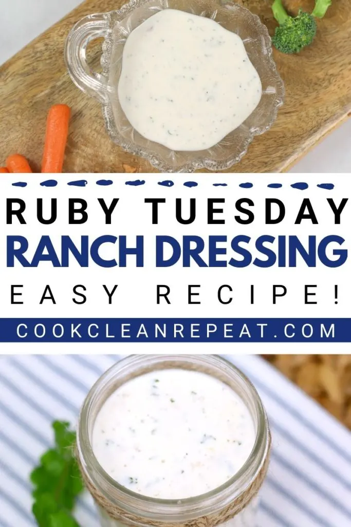 Another pin showing the finished ranch dressing in a jar ready to be enjoyed. 