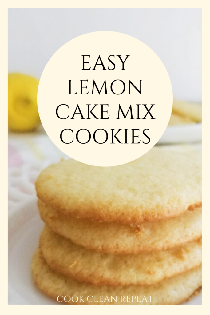 Another pin showing the title easy lemon cake mix cookies at the top. 