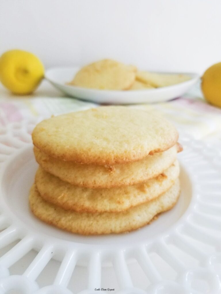 A side view of the perfectly baked lemon cake mix cookies ready to be shared. 
