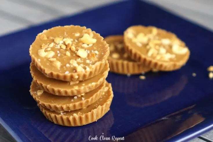 Featured image showing the finished maple peanut butter cups recipe ready to be eaten and enjoyed.