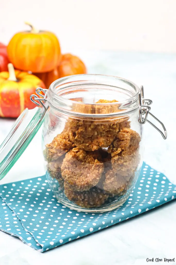 no bake pumpkin cookies in a jar ready to store or share. 