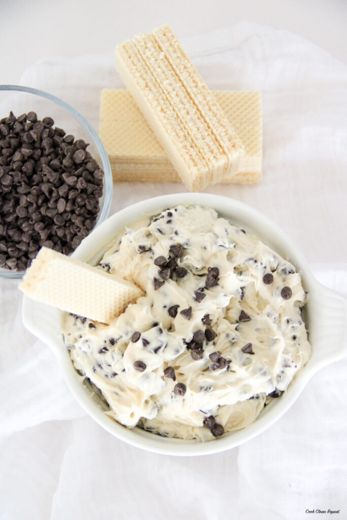 Cannoli dip served with wafer cookies. 