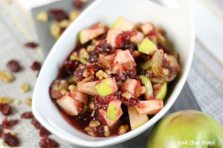 Featured image showing the finished cranberry apple salad ready to serve.