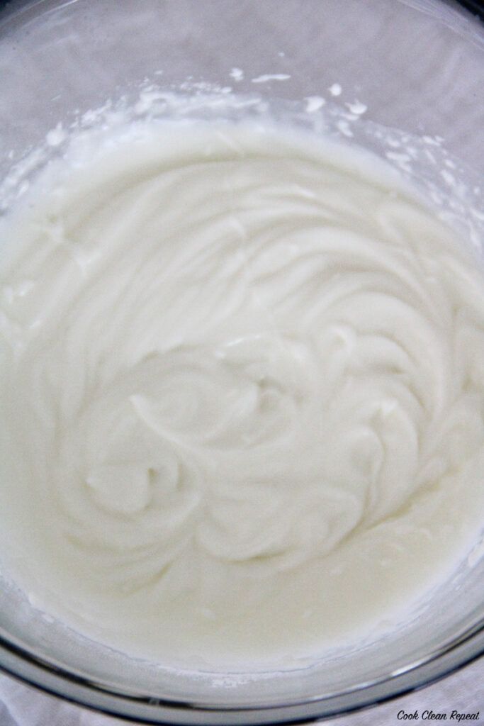 Fluffy batter after cream cheese added