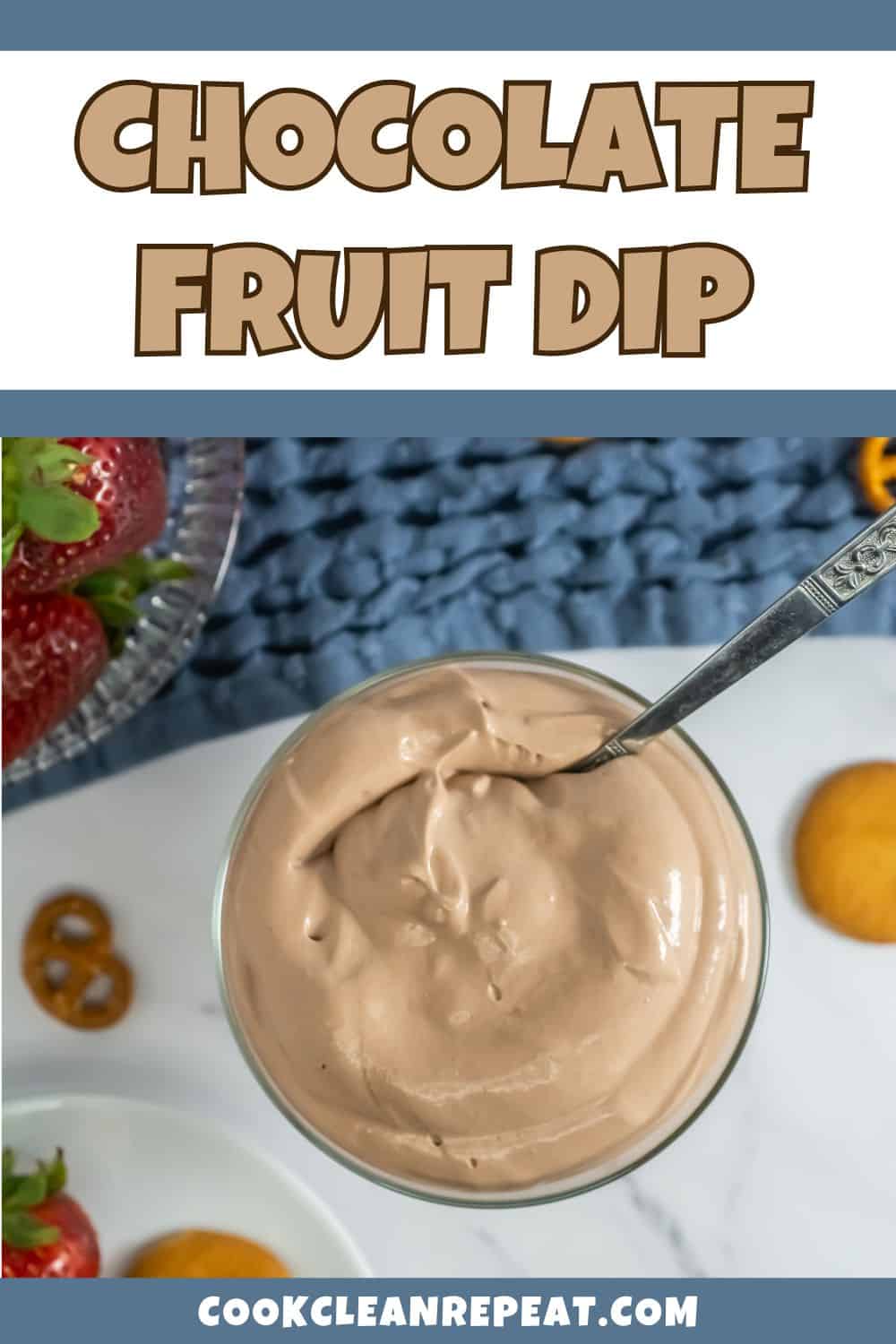 Pin made for this recipe saying chocolate fruit dip.