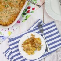 Featured image showing the finished easy squash casserole with zucchini