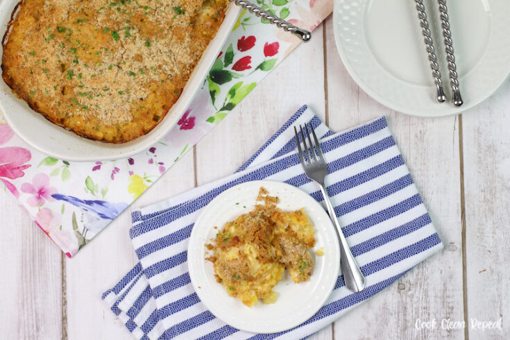 Featured image showing the finished easy squash casserole with zucchini