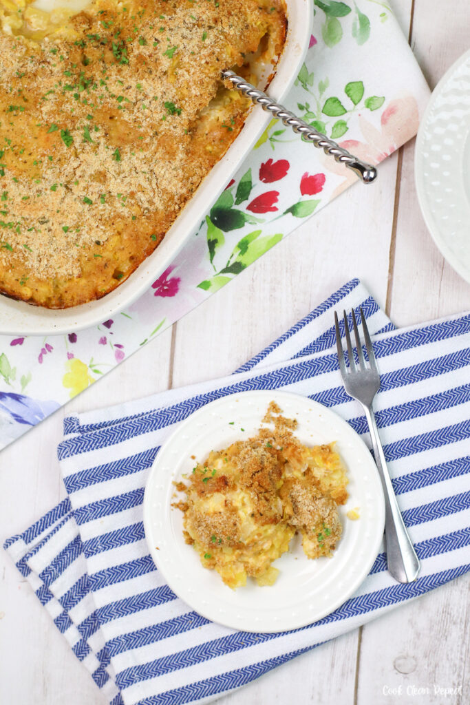 Finished squash and zucchini casserole recipe ready to eat