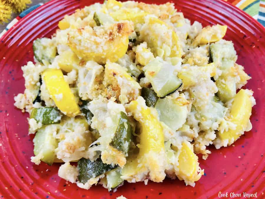 A close up of the finished casserole recipe ready to eat.