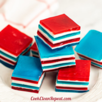 Red White and Blue Jello Ribbon Salad Featured Image