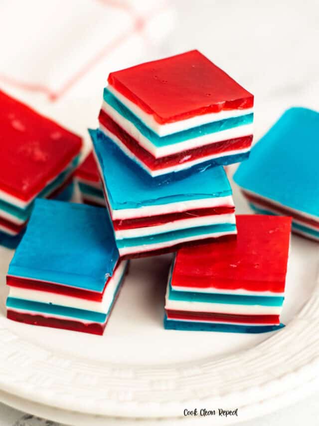 Red White and Blue Jello Ribbon Salad Story - Cook Clean Repeat