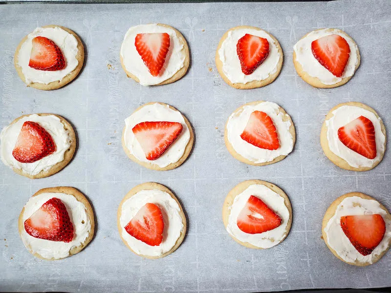 Strawberries on the cookies. 