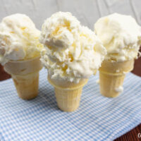 Featured image showing the coconut pineapple ice cream ready to eat.