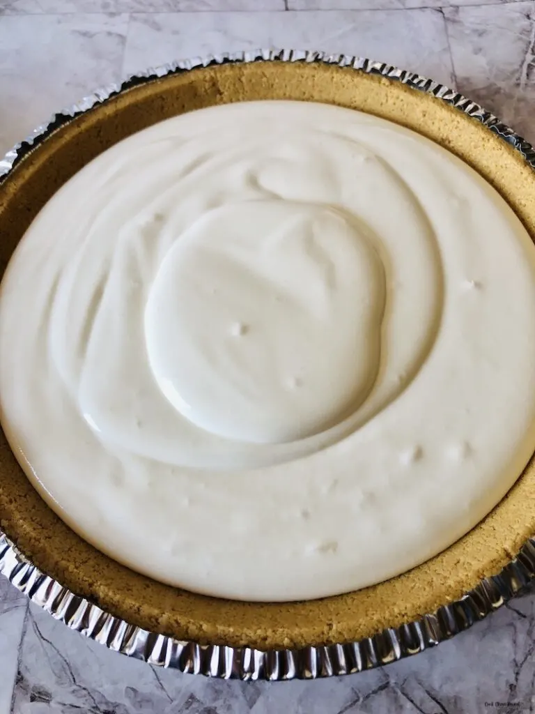 Frozen pie ready to be topped. 