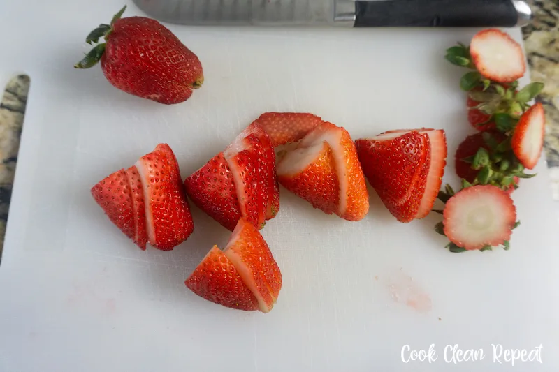 chopped strawberries. 