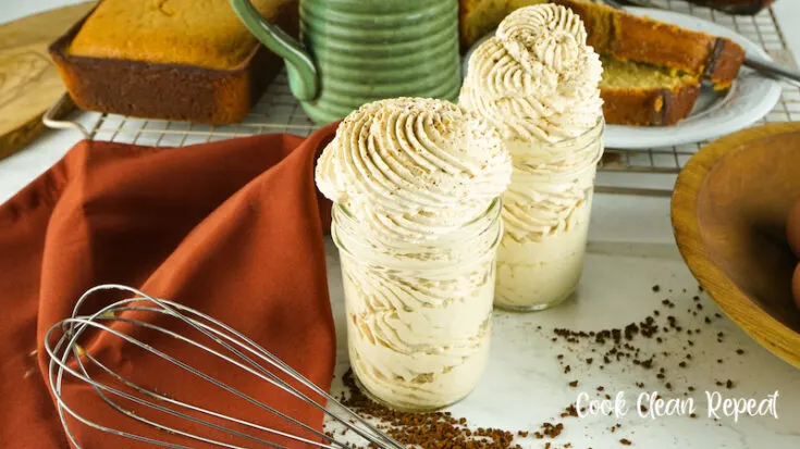Featured image showing the finished homemade coffee whipped cream ready to eat.
