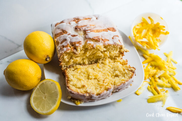 Featured image showing the finished lemon summer squash bread sliced and ready to eat.