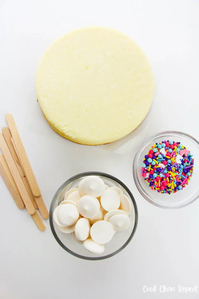 ingredients needed to make delicious unicorn cheesecakes 