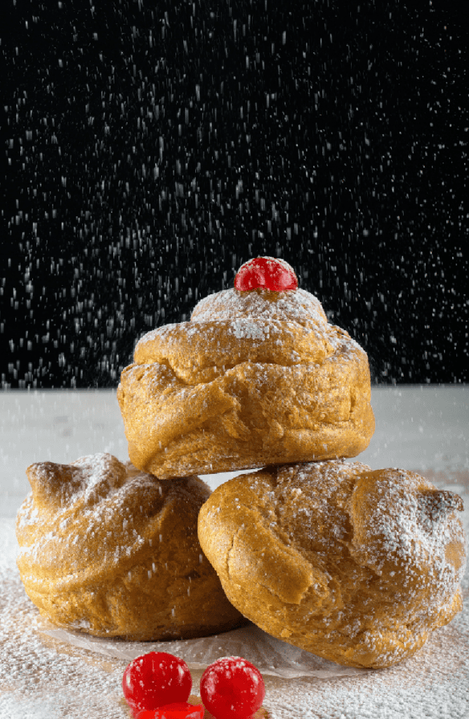 3 dessert scones on a stack