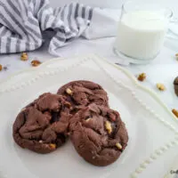 featured image showing the finished chocolate walnut cookies ready to eat.