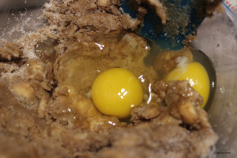 Eggs being added. 