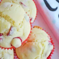 Featured image showing the finished cranberry lemon muffins ready to serve.