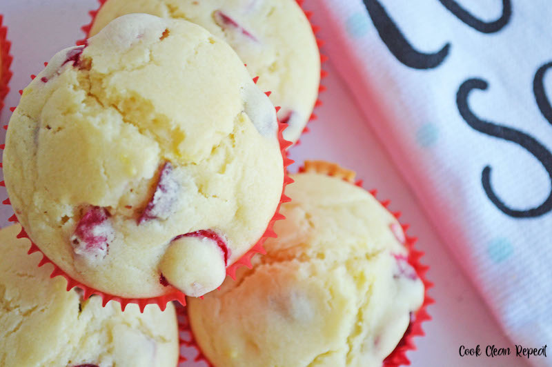 Featured image showing the finished cranberry lemon muffins ready to serve.