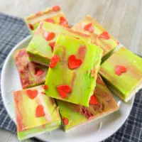 Featured image showing the finished grinch fudge recipe ready to eat.