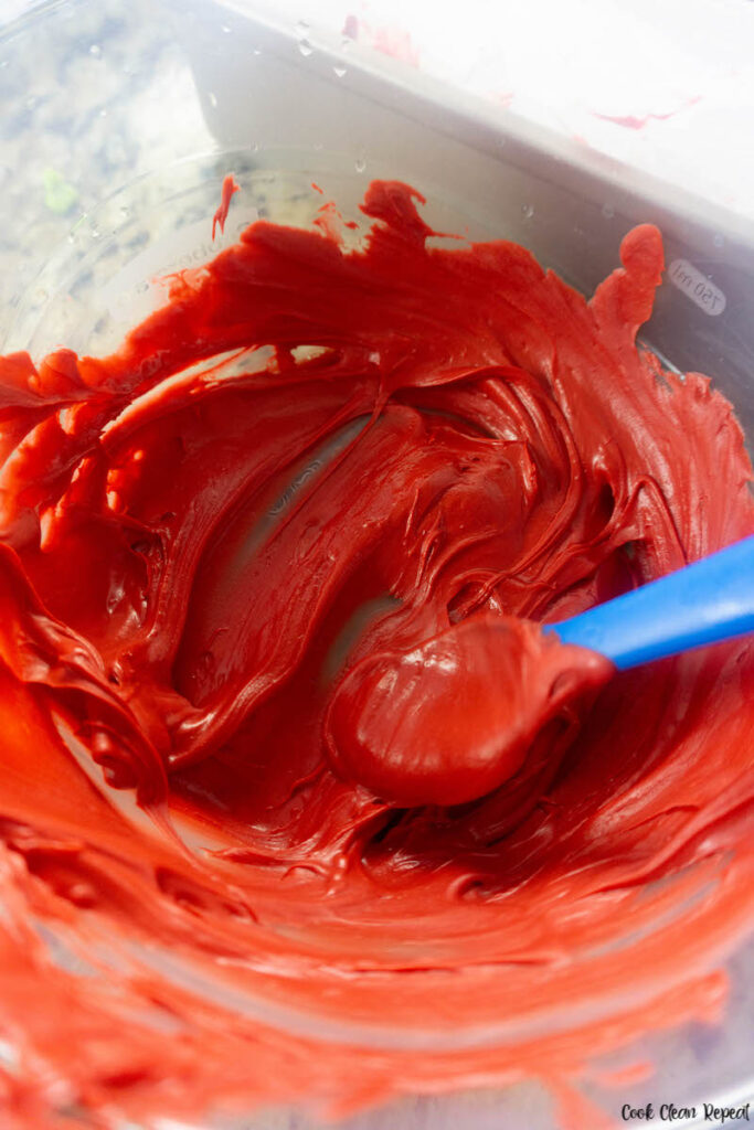 red melts ready to be swirled with the green and white. 