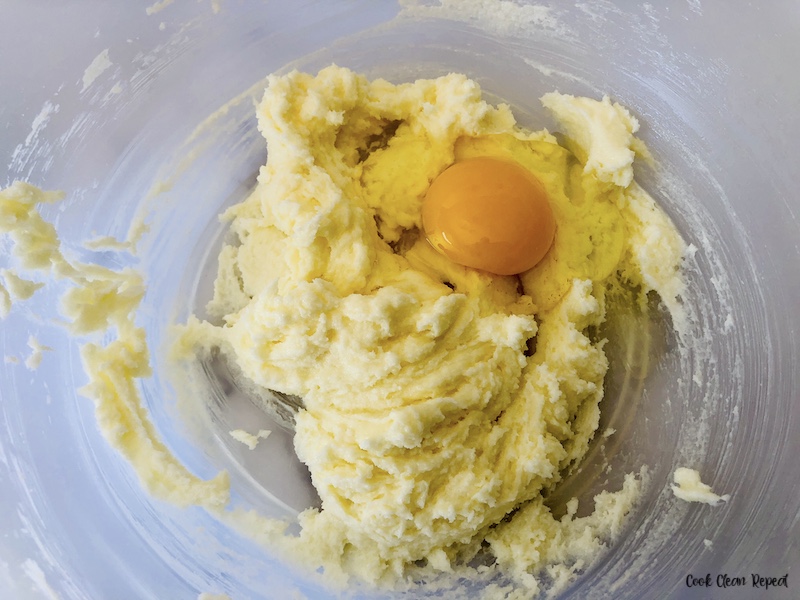 butter and sugar creamed together and then egg being added. 