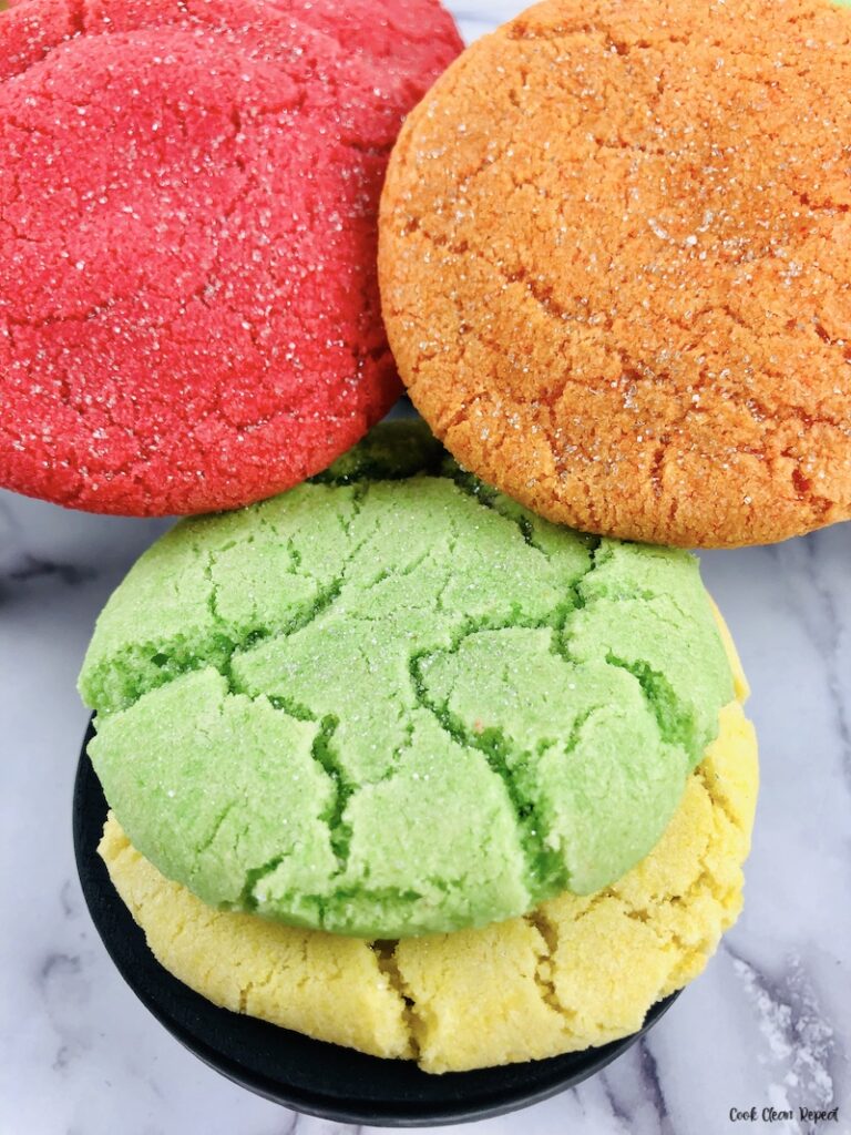 close up view of the colorful and finished cookie ready to eat. 