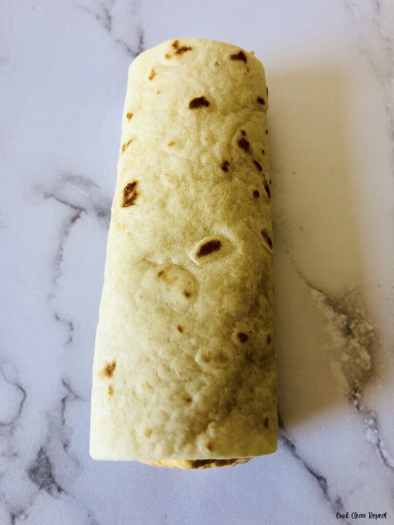 tortilla rolled up around the filling. 