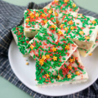 Featured image showing the finished sugar cookie fudge recipe ready to eat.