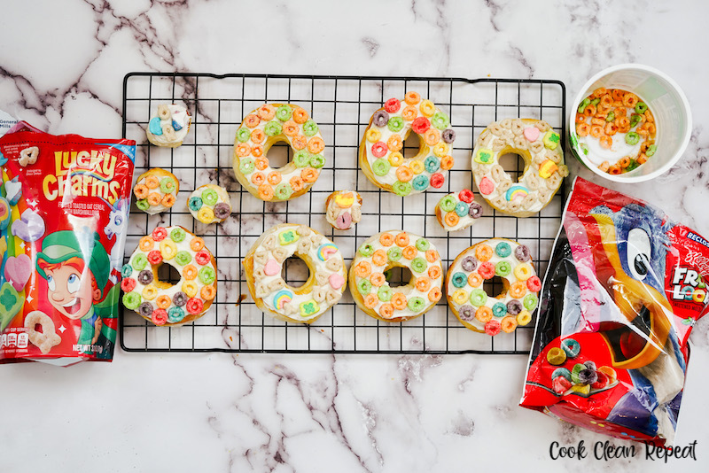 finished and decorated air fryer donuts