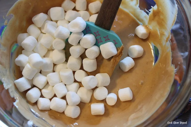 adding in the marshmallows